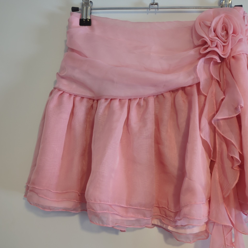 NWOT Sugar Thrillz Pink Kisses n' Gelato Mini Skirt with Rosette Detail XS $49 - Picture 4 of 5